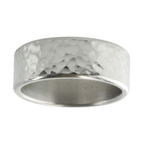 Wedding Rings For Him: Titanium Wedder Flat Hammered Band