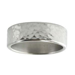 Titanium Wedder Flat Hammered Band