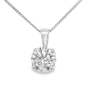Pendants Necklaces: 9ct White Gold 2.00ct Lab Grown Round Brilliant Cut Diamond Pendant