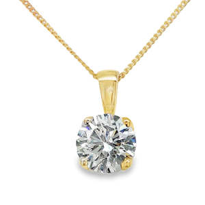 Pendants Necklaces: 9ct Yellow Gold 2.00ct Lab Grown Round Diamond Pendant