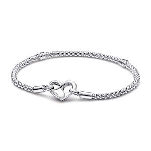 Bracelets: Studded Chain Sterling Silver Bracelet With Heart Clasp