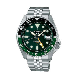 Watch Brands: Seiko 5 Sports Mens Automatic SKX GMT Bi-Colour Green 100M Watch SSK035K
