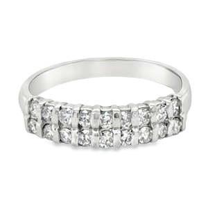 9ct White Gold Diamond Double Row Eternity Ring
