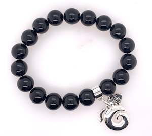 Onyx Stretchy Bracelet 10mm Beads.Koru