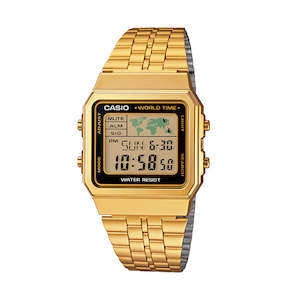 Casio: Casio Classic Digital World Map 50M Gold