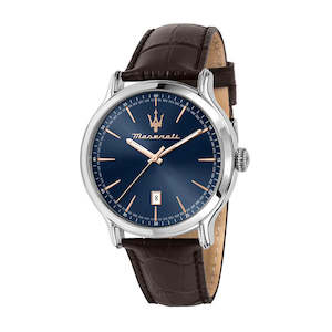 Maserati: Maserati Epoca Stainless Steel Case, Leather Strap, Rose Gold Details, 100 Metres