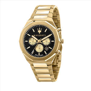 Maserati: Maserati STILE 45MM CHR BLACK DIAL BR YG