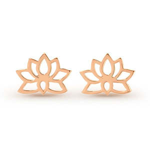 Valentines Day: Rose Gold Plated Lotus Flower Stud Earrings