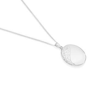 Silver Partly Engraved Locket