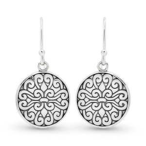 Fleur De Lis Wheel Drop Earrings