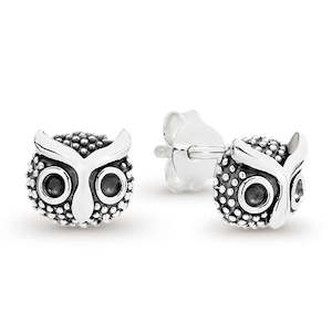 Silver Owl Stud Earrings