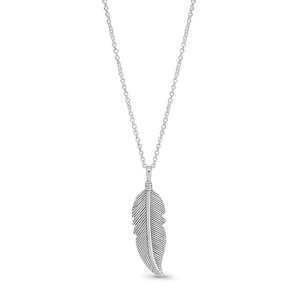 Valentines Day: Silver Feather Drop Pendant
