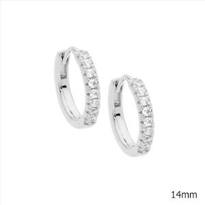 Valentines Day: Ellani Sterling Silver Hoop Earrings With Cz