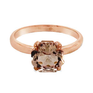 9ct Rose Gold Octagonal Cut 8mm Pink Morganite Ring