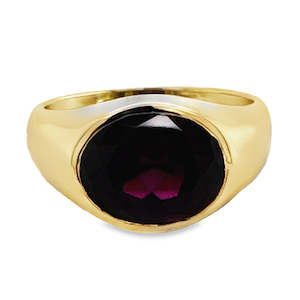 Coloured Stone Rings 1: 9ct Yellow Gold Oval Garnet Ring GA=5.00ct