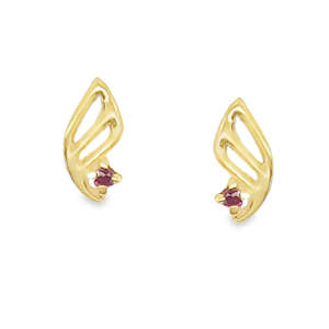 Coloured Stone Jewellery: Earrings 9ct Yellow Gold Garnet