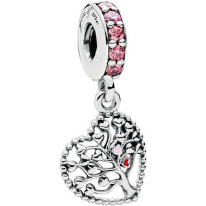 Tree Of Love Silver Hanging Charm w Enamel & CZ
