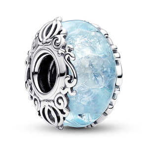 Charms: Disney Sterling Silver Charm With Light Blue Murano Glass And Silver Foil