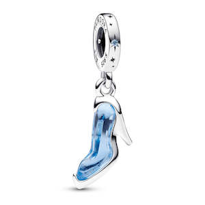 Disney Cinderella shoe sterling silver dangle with fancy light blue cubic zircon&hellip;
