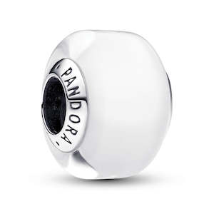 Sterling Silver Charm With White Murano Glass