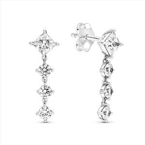 Pandora Earrings: Sterling Silver Stud Earrings With Clear Zirconia