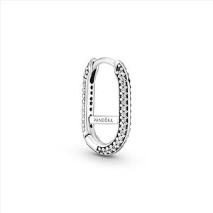 Pandora Me Silver Pave Link Earring w Clear CZ