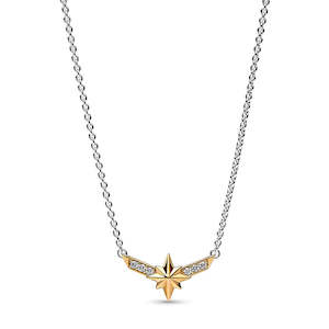 Pandora Pendants: Marvel Captain Marvel Octogram Star Two tone Pendant Necklace