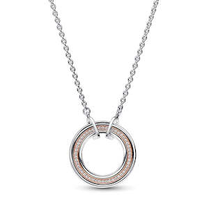 Pandora Signature Two tone Logo & Pavn++ Necklace