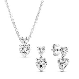 Pandora Pendants: Pandora Timeless Hearts Necklace & Earrings Gift Set