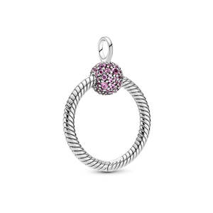 Pandora Pendants: Small Pandora O Pendant With Phlox Pink Crystal