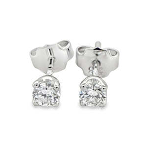 9ct White Gold 0.28ct Solitaire Round Brilliant Cut Lab Grown Diamond Ear Studs