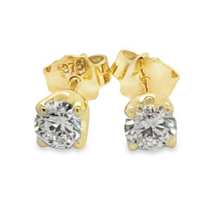 9ct Yellow Gold 0.53ct Solitaire Round Brilliant Cut Lab Grown Diamond Ear Studs