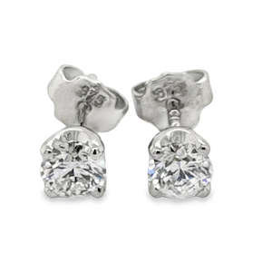 Lab Grown Diamonds: 9ct White Gold 0.56ct Solitaire Round Brilliant Cut Lab Grown Diamond Ear Studs