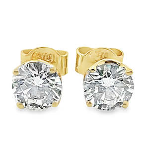 Lab Grown Diamonds: 9ct Yellow Gold 1.00ct Solitaire Round Brilliant Cut Lab Grown Diamond Ear Studs