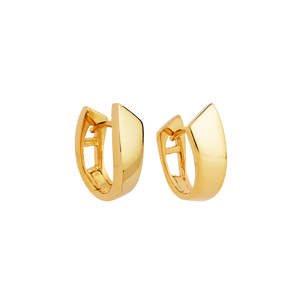 Yellow Gold Plated Silver Huggie Earring With Flared End