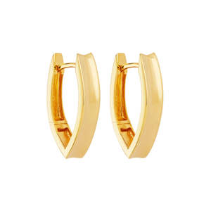 Najo: Yellow Gold Plated Silver Concave, Straight Huggie Earring