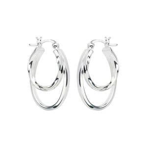 Silver, Double Hoop Earrings (Plain/Twisted)