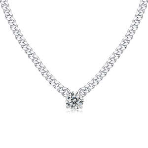 Frontpage: [Cuban Chain] 1 carat Moissanite Necklace in Sterling Silver