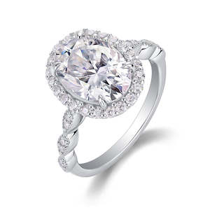 [Lavish Oval] Straight Arm Micro-paved 4.5 carat Moissanite Ring in Sterling Silver