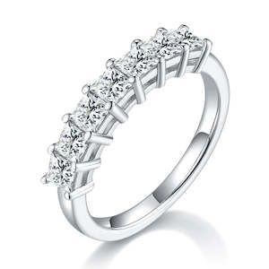 [Square] Straight Arm 2.1 carat Micro-paved Moissanite Eternity Ring in Sterling Silver