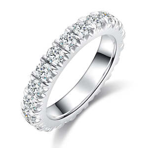 Straight Arm Micro-paved Moissanite Eternity Ring in Sterling Silver 3.0mm