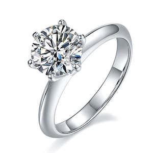 [The Classic Six Claws] Straight Arm 2 carat D Color Moissanite Ring in Sterling Silver