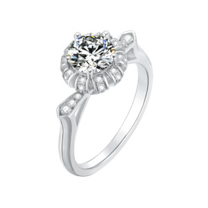 [Excellence] Straight Arm 1 carat D Color Moissanite Ring in Sterling Silver