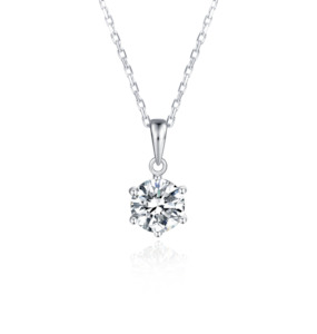 [Classic Six-claws] Moissanite Necklace in Sterling Silver