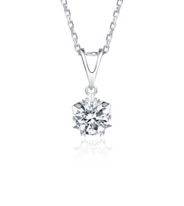 Necklace: [Classic Snowflake] Moissanite Necklace in Sterling Silver