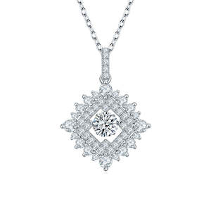 [Rhombus] 0.5 Carat D Color Moissanite Necklace in Sterling Silver