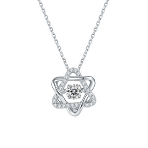 Necklace: [Hexagram] 0.5 Carat D Color Moissanite Necklace in Sterling Silver