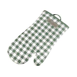 Oven Glove 300x150mm Green Check