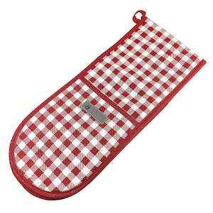 Kitchenware: Double Oven Glove 880x180mm Red Check