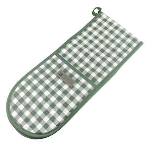 Double Oven Glove 880x180mm Green Check